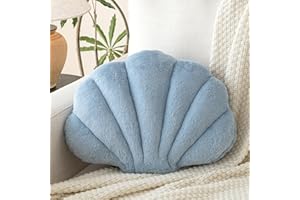 Znhinery Shell Pillow, Seashell Throw Pillow with Soft Rabbit Plush for Couch Bed, Shell Shaped Decorative Ocean Pillow Stylish Beach Cushion Room Decor Aesthetic for Bedroom Livingroom