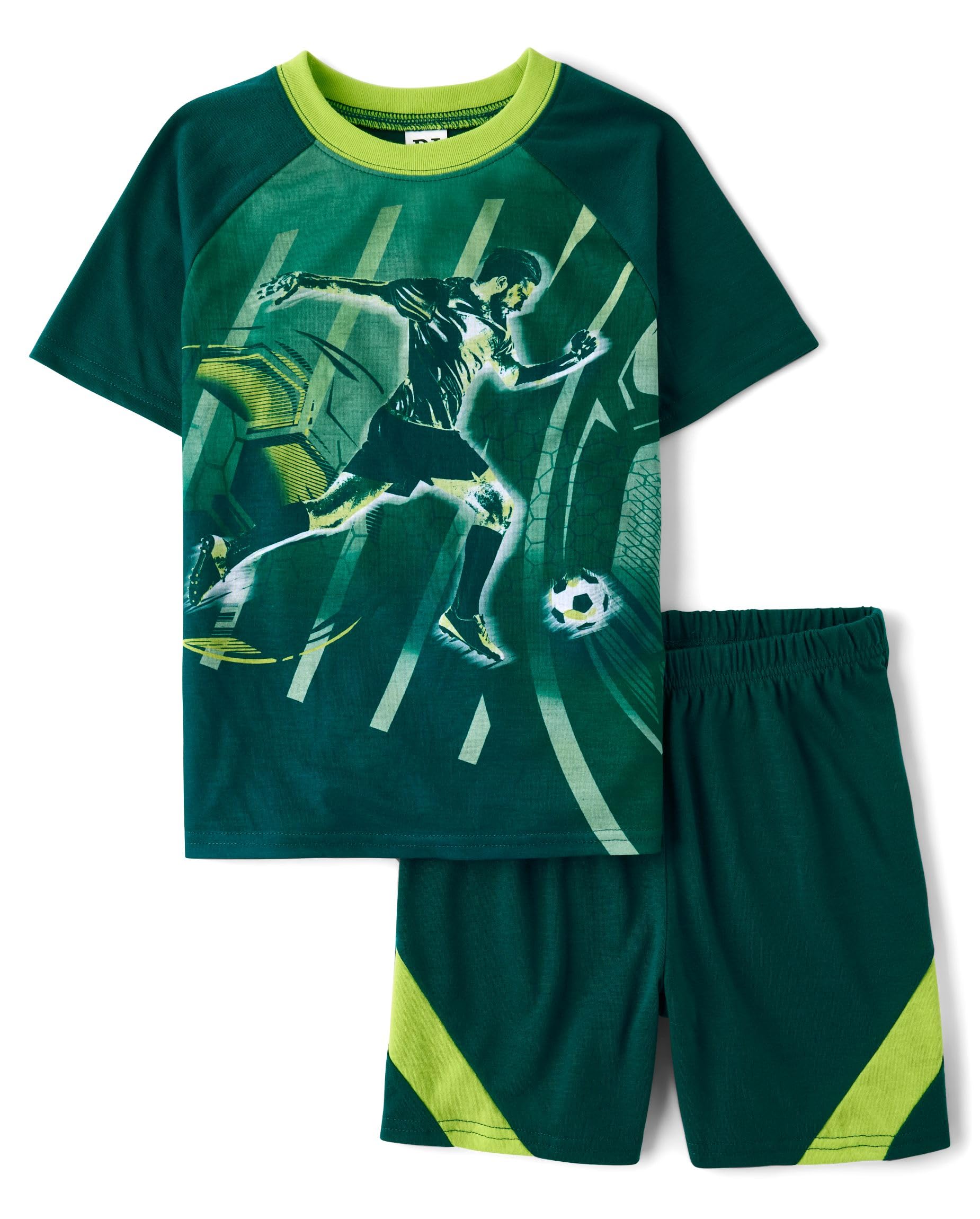 The Children's Place,Boys,Short Sleeve Top and Shorts,2 Piece Pajama Set,Racing Green,Small Image