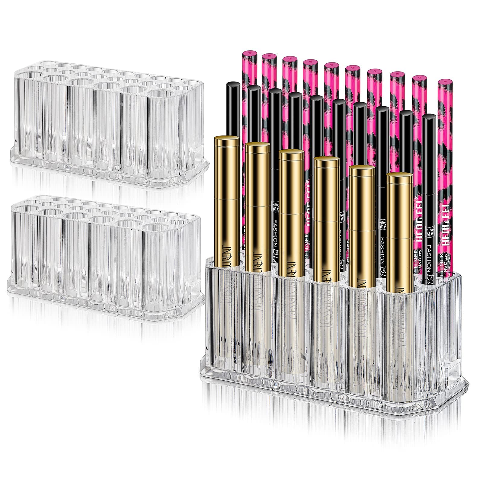 Photo 1 of Foraineam 3 Pack Acrylic Eyeliner Lip Liner Holder Organizer, 26 Slots Makeup Brush Pencil Organization Container, Clear Cosmetic Storage Display Holder