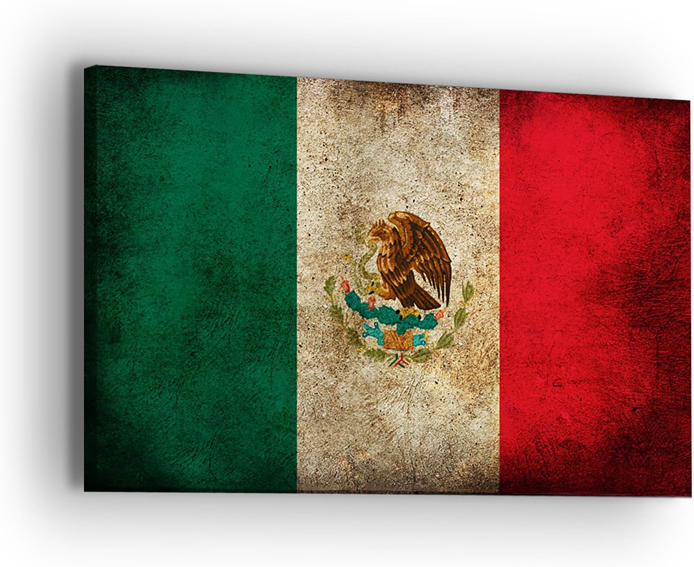 Plaques & Wall Art - Mexican Flag Canvas Wall Art - Flag Series - Professional Quality Print Gallery Wrap Modern Home Decor - Ready to Hang - Made in USA