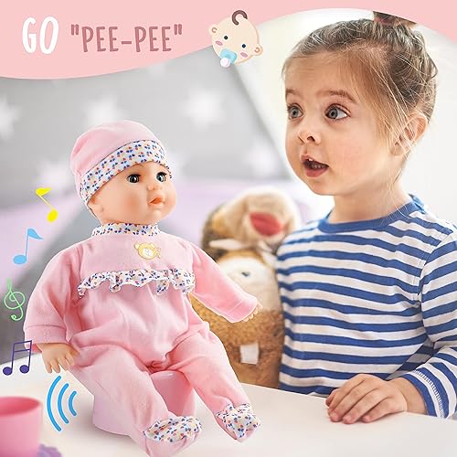 Toy Choi's 16 Inch Interactive Baby Doll Pink Talking Feeding Dolls with  Different Sounds and Accessories, P
