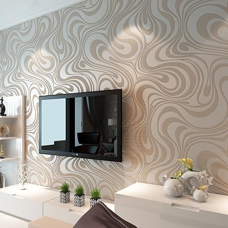 Hanmero Rouleau De Papier Peint Intisse Moderne Et Minimaliste A Rayures Pour Chambre A Coucher Salon Tv Creme Blanc Et Taupe Amazon Fr Bricolage