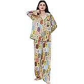 YiNi LuLu Pajamas for Women Set 2 Piece Long Sleeve Printing Loungewear Button Down Soft Pjs Sleepwear with Pockets
