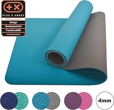 Schildkröt Fitness Esterilla de Yoga para Ejercicios, 4mm, en Estuche, Antracita/Azul Gasolina, 960068: Amazon.es: Deportes y aire libre