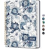 2026 Planner, Monthly and Weekly Calendar Planner for Women, Jan 2026 - Dec 2026, Hardcover Pretty 2026 Agenda Planner Book with Tabs, Spiral Bound, Perfect for School Office Home Supplies, 8.5" x 11" - Blue Floral