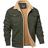 MAGNIVIT Men's Cotton Cargo Jacket Winter Sherpa Fleece Lined Work Jacket Coats with 5 Pockets