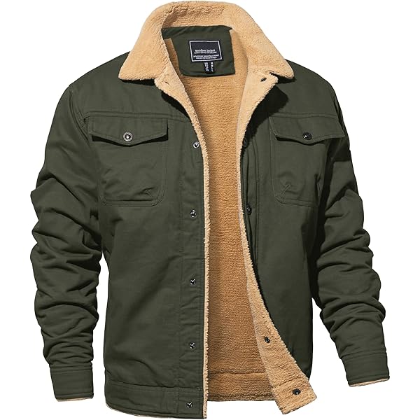 MAGNIVIT Men Corduroy Cargo Jacket Sherpa Fleece Work Jacket with