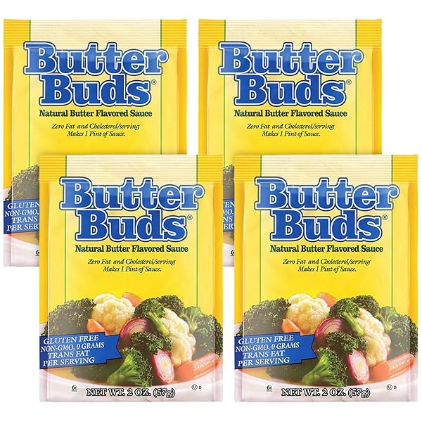 BUTTER BUDS SAUCE MIX, 2 OZ (4-PACK) – NON-GMO, GLUTEN-FREE NATURAL BUTTER FLAVORED SAUCE MADE WITH BUTTERMILK, 0 FAT, 0 CHOLESTEROL