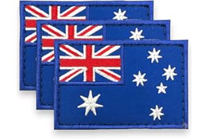 DESIGN MASTER INDUSTRY 3Pack Australia Flag Patch Australian Flags Patchs, Australia Tactical Flag Embroidery Patch with, for Hats, Tactical Bags, Jackets, Clothes