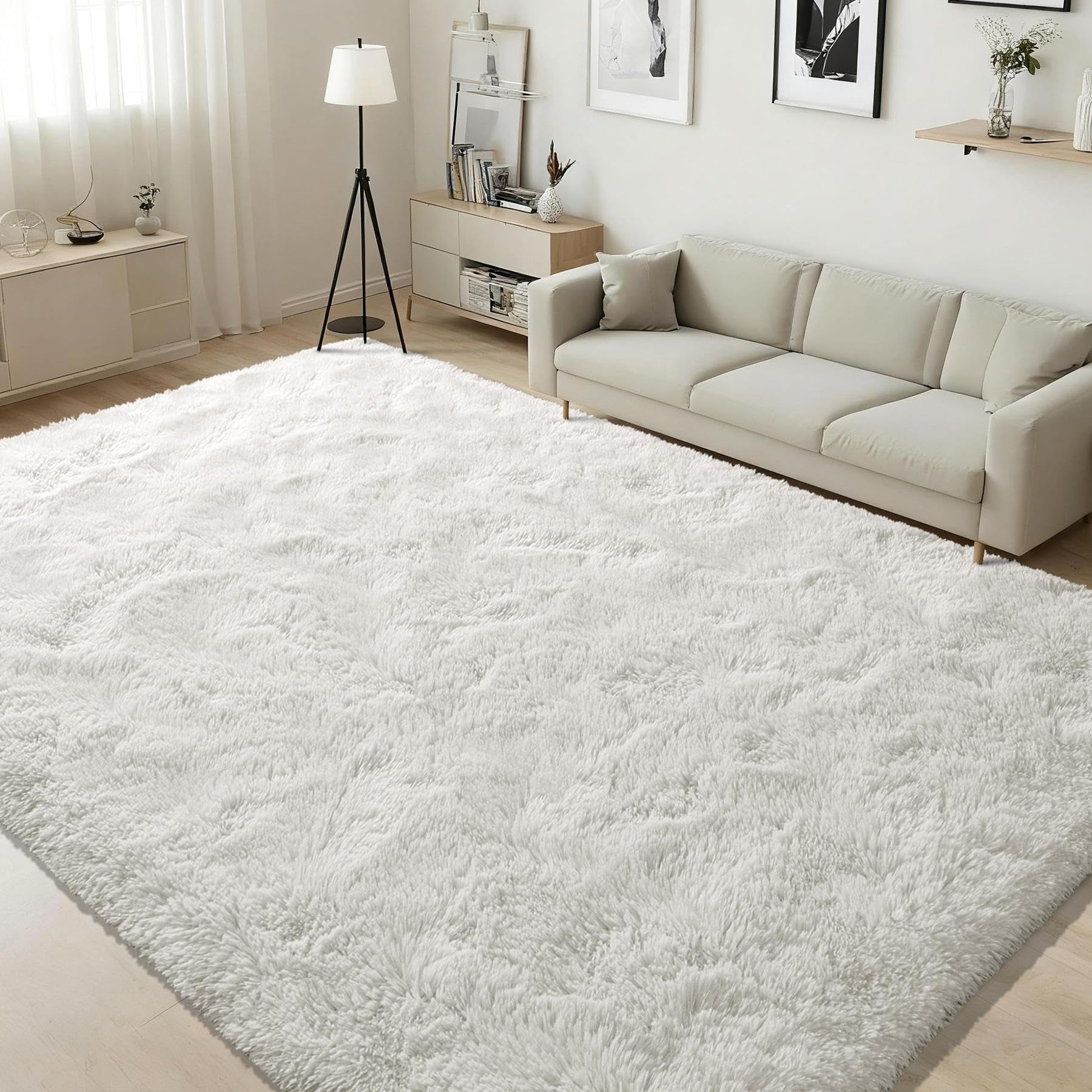 ISEAU Fluffy Rug Carpets Soft Shaggy Area Rugs Indoor Floor Mats for Kids Room Fuzzy Carpet Comfy Cute Nursery Mat Bedside for Boys Girls Bedroom Living Room Home Decor, 6ft x 9ft, Cream White