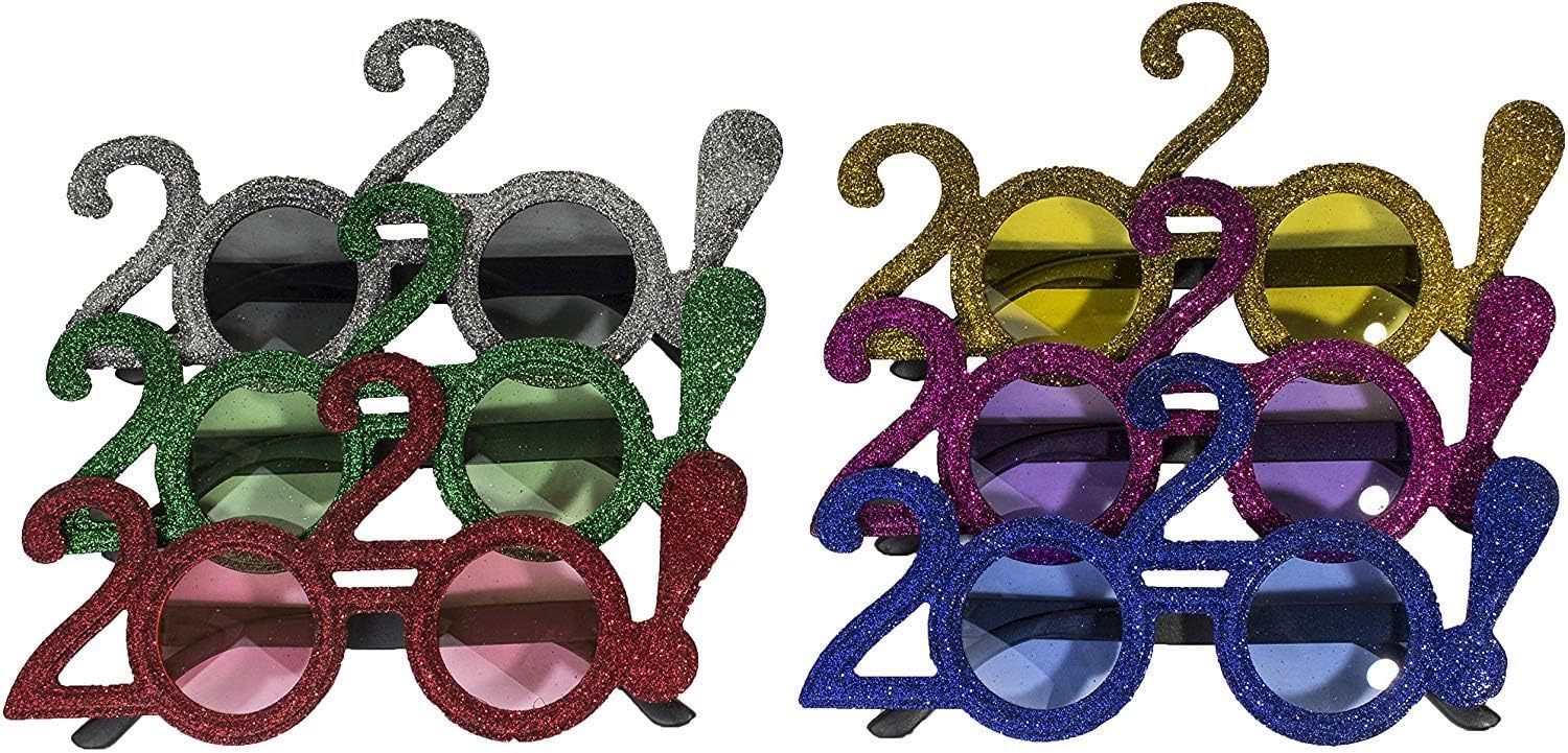 Amazon Com 2020 New Years Eve Party Glasses Solid Glitter Pack Of 6 Colors Will Vary Kitchen Dining