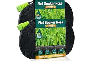 DOFOWORK Soaker Hose - Flat Soaker Hose 150 FT for Garden Beds, Garden Soaker Hoses with Heavy Duty, Double Layer Sprinkler Soaker Hoses