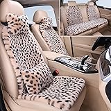 FLuffy Leopard Seat Covers for Cars Front Seat
