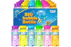Shemira 24 Pack Bubble Bottles (4oz Bubbles Solution), Bubbles Party Favors for Kids, Bubbles Wand Bulk, Large Bubble Kit, Summer Outdoor Toys for Kids Toddlers, 6 Assorted Colors, Bubble Party Favor