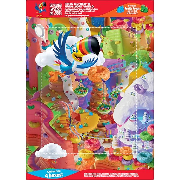 KELLOGG’S FROOT LOOPS BREAKFAST CEREAL, KIDS CEREAL, FAMILY BREAKFAST, GIANT SIZE, ORIGINAL, 23OZ BOX (1 BOX)