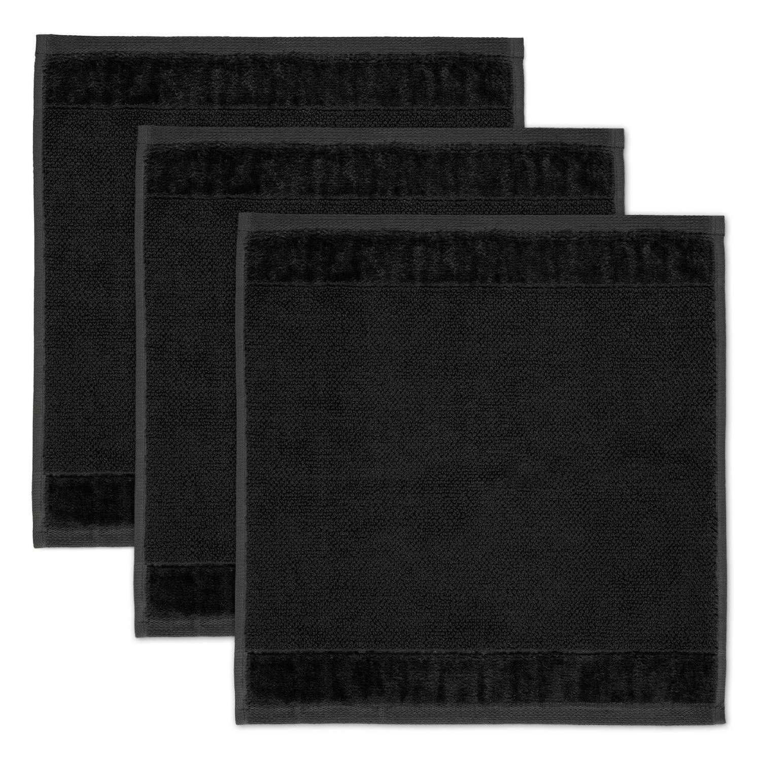 Möve Bamboo Luxe set of 3 soap cloths 30 x 30 cm made of 60% cotton / 40% viscose from bamboo cellulose, black