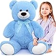 MorisMos Giant Teddy Bear Stuffed Animal 3 ft-36'' Big Teddy Bear,Large Teddy Bear for Baby Shower Decoration,Blue Teddy Bear Stuffed Animal for Kid Birthday Christmas Girlfriend Valentine's Day,Blue