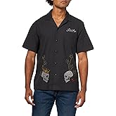 Lucky Brand Mens Embroidered Camp Collar Shirt