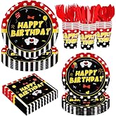 168Pcs Cartoon Mouse Birthday Decorations Red Cartoon Party Decorations Paper Plates and Napkins Tableware Kit for Boys Girls Red Mouse Theme Party Supplies