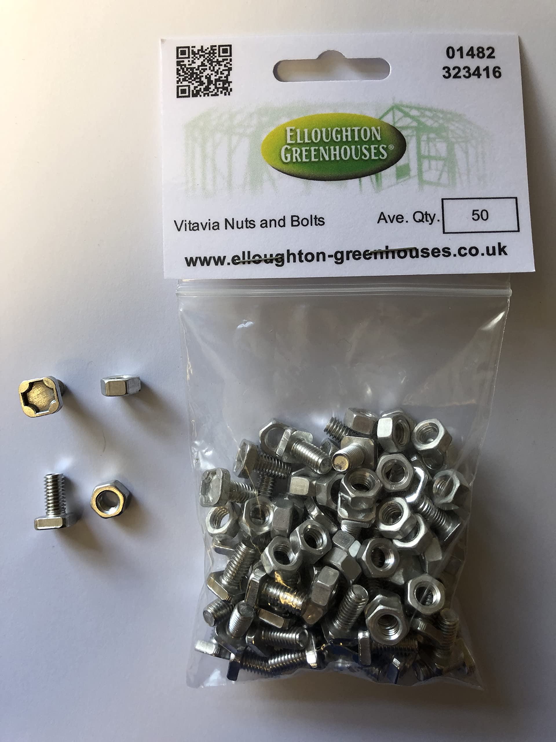 50 Vitavia SQUARE Bolts & Nuts for Vitavia, Eden, Halls, Juliana, Rhino and Palram Greenhouses