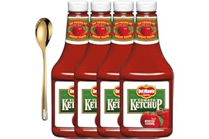 Del Monte Tomato Ketchup 24 Oz Classic Ketchup Bottle for Burgers, Fries, and More, with Moofin Golden SS Spoon Features Vine-Ripened Tomatoes, Ideal for Family Meals, Natural Ketchup, Pack of 4