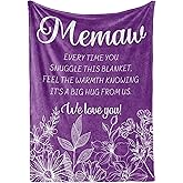 InnoBeta Memaw Gifts, Grandma Gifts for Memaw, Flannel Throw Blankets on Mother's Day, Christmas, Birthday, 50" x 65", Pueple Flowers