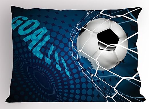 Amazon Com Ambesonne Soccer Pillow Sham Goal Football Flying