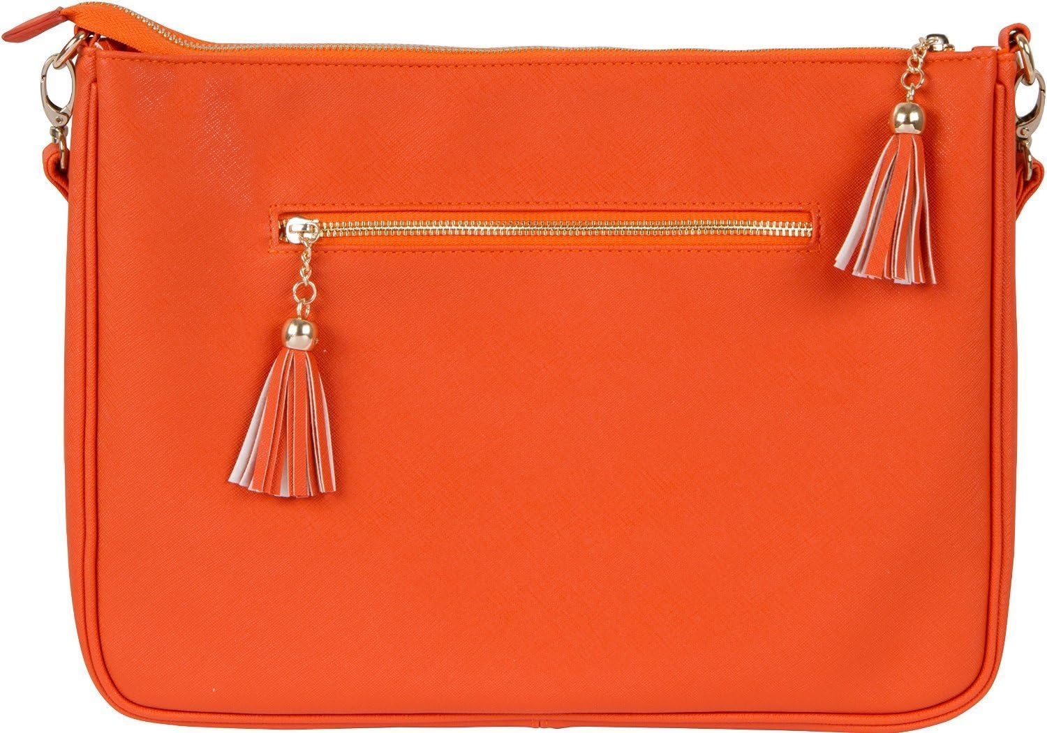 Freah Pelle Crosshatch Leather 12.5 ~ 13.3 inch Laptop Bag with Removable Carrying Strap for 13-inch MacBook Air | 13-inch MacBook Pro | Ulrabook | Other 12.5-13.3-inch Laptops (Orange)