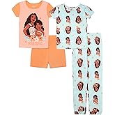 Disney girls 4-piece Snug-fit Cotton Pajama Set, Soft & Cute for Kids