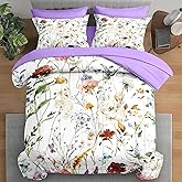 Pamnest Comforter Set Full Size, Wildflower Floral 7 Pcs Bedding for Kids and Adults, Boho Red Rose Butterfly Bed Sheet Sets with Fitted Sheet 2 Pillowcases & 2 Shams for Bedroom Bed Decor
