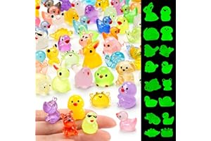 FEXIA 100 Pcs Mini Resin Animals 20 Types Glow in The Dark Figurines Bulk Set for DIY Garden Dollhouse Aquarium Micro Landscape and Party Decoration Desk Pets and Miniature Dollhouse Accessories