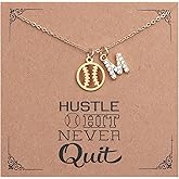 Drogomen Softball Necklace for Teen Girls Personalized CZ Initial A-Z Sports Charm Necklace Inspirational Softball Gifts for Team Coaches Players