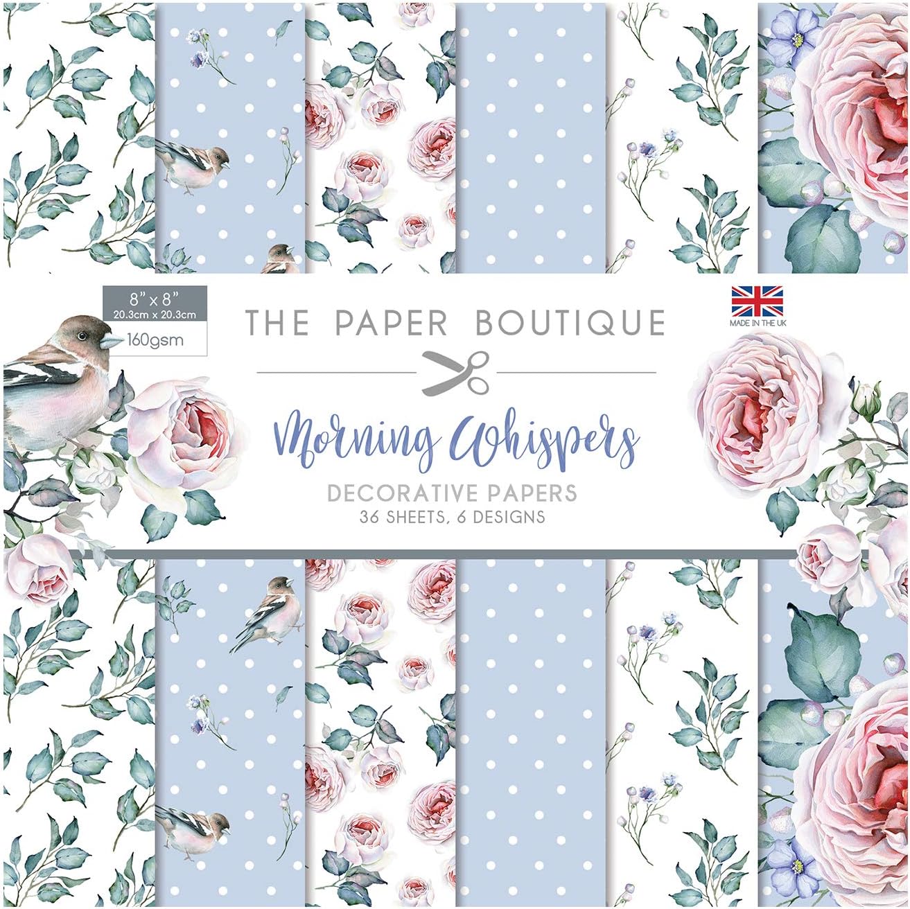 The Paper Boutique Morning Whispers Collection-Paper Pad, Mixed Pastel, 8 x 8