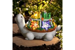 LESES Solar Garden Statue Outdoor Clearance Turtle Statues Garden Decor for Outside, Cute Turtle Figurines with LED Lights Lawn Ornaments Decorations for Patio Yard