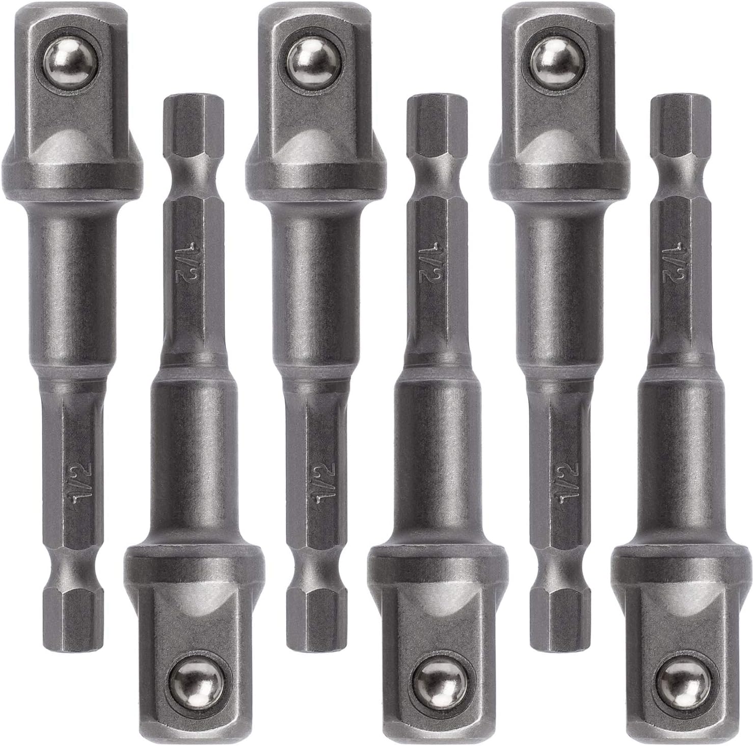 OIIKI 6 Pack 1/2 inch Square Socket Adapter Bit Set, Impact Driver