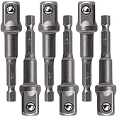 OIIKI 6 Pack 1/2 inch Square Socket Adapter Bit Set, Impact Driver Power Bits for Automotive DIY-1/4 Hex Shank