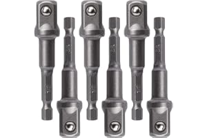 OIIKI 6 Pack 1/2 inch Square Socket Adapter Bit Set, Impact Driver Power Bits for Automotive DIY-1/4 Hex Shank