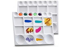 DUGATO Large Paint Palette Trays (2 Pack, 10x13) - 20-Well Plastic Mixing Palettes for Acrylic, Oil, Watercolor & Gouache Paints - Artist Supplies