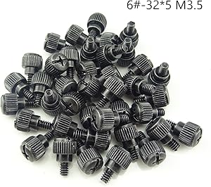 HONBAY 40PCS 6#-32x5 M3.5 PC Computer Case Thumbscrews Thumb Screws Black Zinc (40)