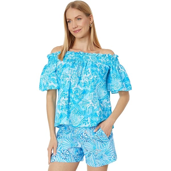 Lilly Pulitzer Ceecee Top Turquoise Oasis Viscose Metallic