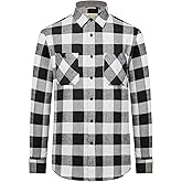 AULEI Men's Flannel Shirts Regular Fit Long Sleeve Casual Button-Down Plaid Flannel with Pockets Plaid Shirt