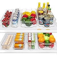 HOOJO Fridge Organizer Bins, Set of 8 Plastic Refrigerator Pantry Organizers for Freezer and Pantry, Kitchen Cabinets…