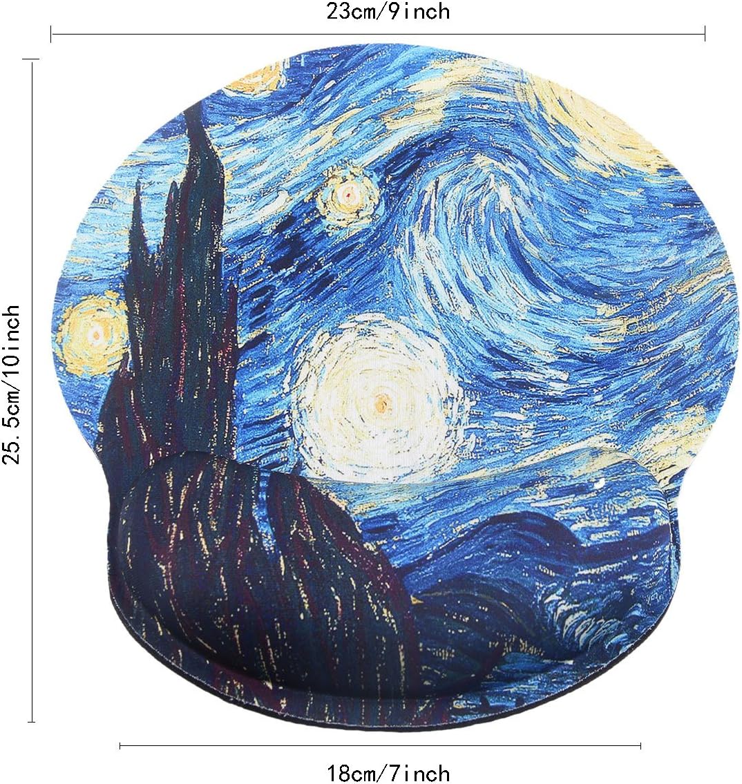 eyscar Mouse Pads for Computers Van Gogh Ergonomic Memory Foam Nonslip Wrist Support-Lightweight Rest Mousepad for Office,Gaming,Computer - Image 3