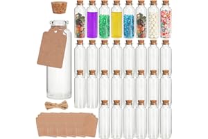 30 Pcs 30ml Mini Glass Bottles with Cork Stoppers, DIY Decoration Tiny Glass Jars, Mini Vials Cork, Message Wishing Bottle wi