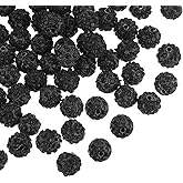 uxcell 100Pcs 8mm Rhinestone Clay Beads, Polymer Clay Crystal Bead Round Disco Shiny Ball Beads Bulk for DIY Bracelet Necklace Jewelry Making (Black)