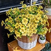 VDVST Fall Artificial Flowers for Outdoors, 10 Bundles UV Resistant Artificial Outdoor Flowers, Not-Fading Silk Faux Fall Flowers for Outdoor Planters for Home Garden Porch Decor, Yellow
