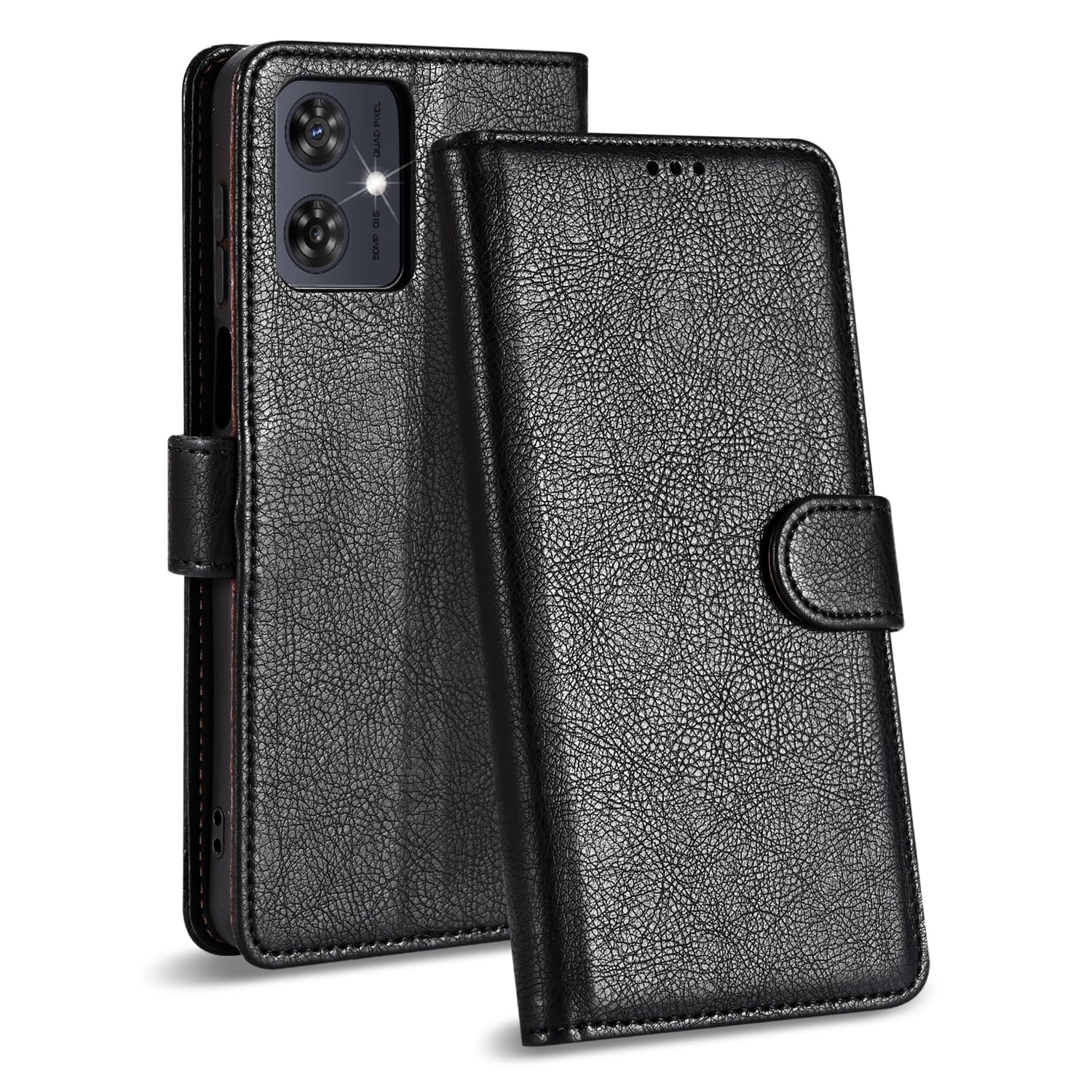 Case Collection for Motorola Moto G54 5G Case - Leather Folio Flip Kickstand Shockproof Phone Cover with RFID Blocking Card Slots Wallet for Motorola G54 Case Black