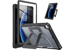 DTTO Rugged Case for iPad 6th/5th Generation 9.7 Inch 2018/2017, Adjustable Kickstand, Built-in Screen Protector, Frosted Sho