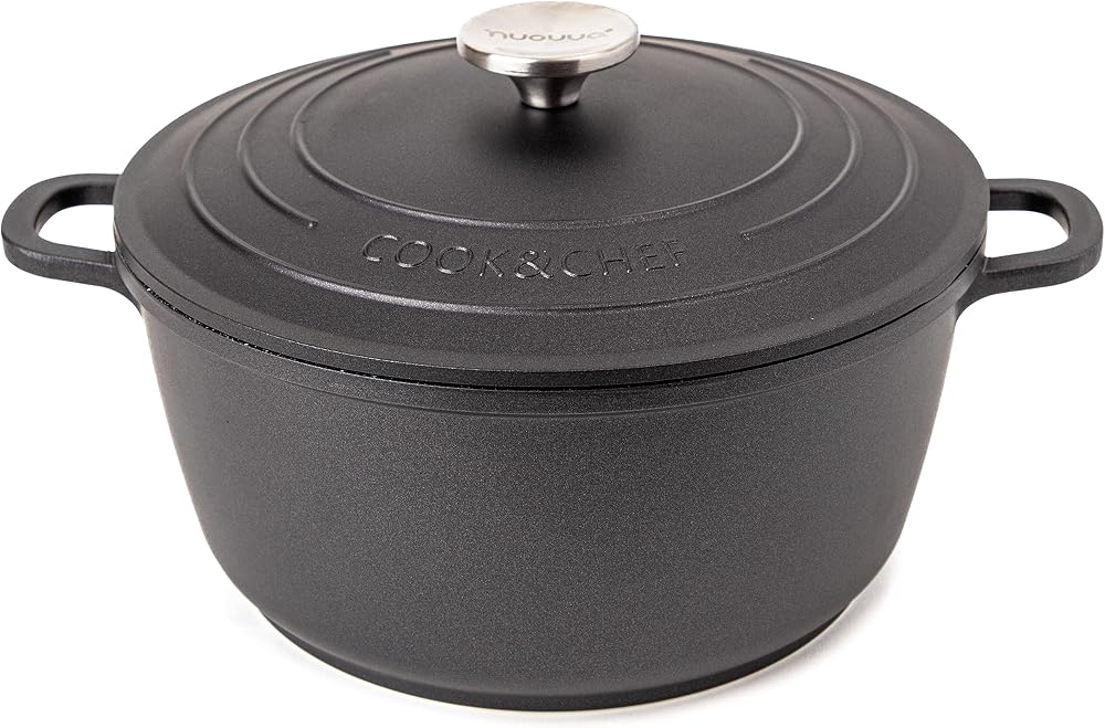 Nuovva Non-Stick Aluminium Pot with Lid 4L 24cm Deep Dutch Oven