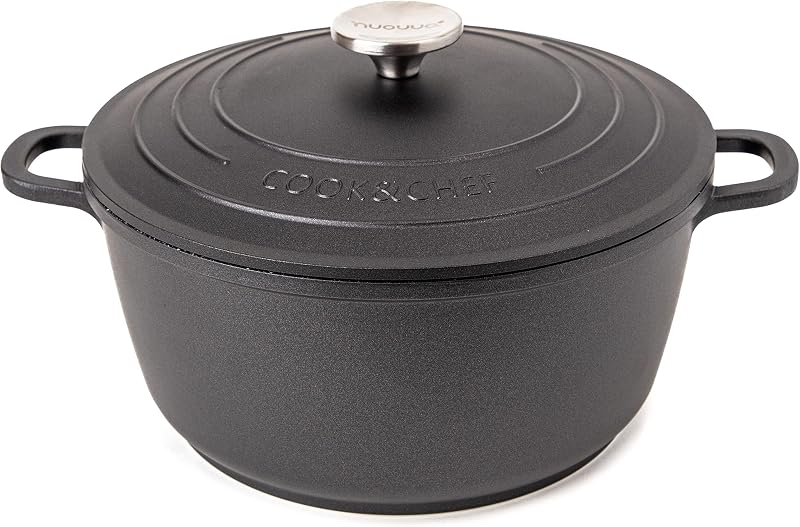 Nuovva Non-Stick Aluminium Pot with Lid 4L 24cm Deep Dutch Oven